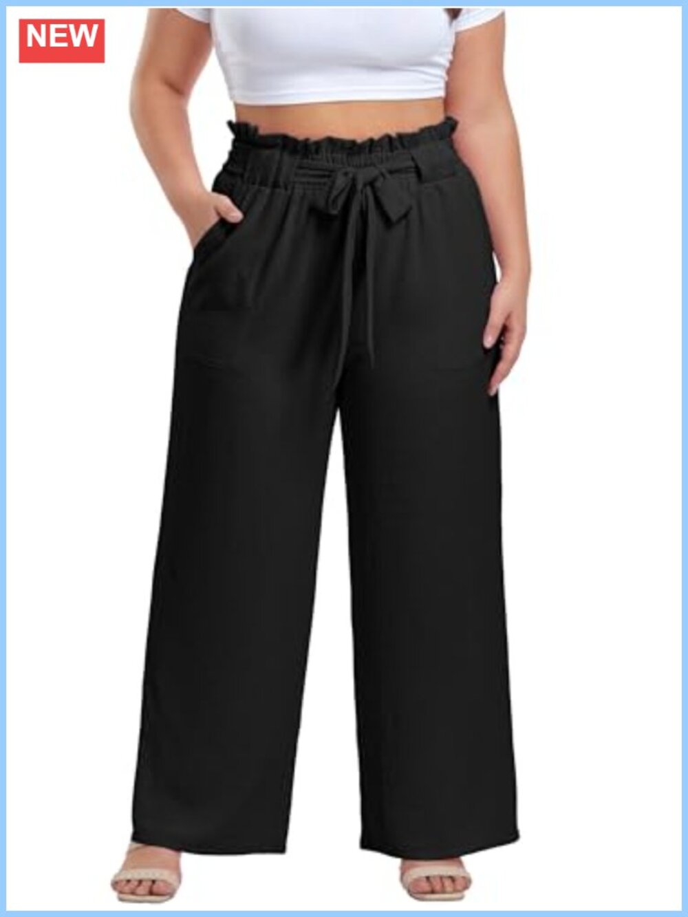 Plus Size High Waisted Wide Leg Palazzo Pants with Pockets